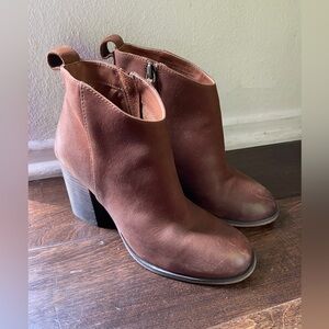 New Womens BP Lance Brown Leather Block Heel Bootie Ankle Boots Shoes size 6.5